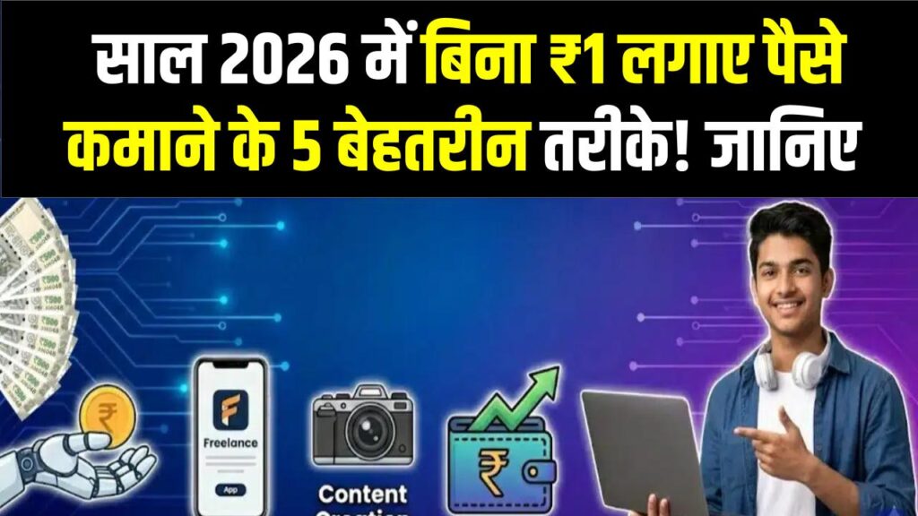 Earn Money Online: साल 2026 में बिना ₹1 लगाए पैसे कमाने के 5 बेहतरीन तरीके! स्मार्टफोन बनेगा आपकी कमाई का जरिया।